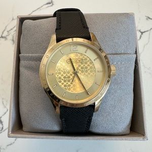Gold Coach Watch with Leather Strap